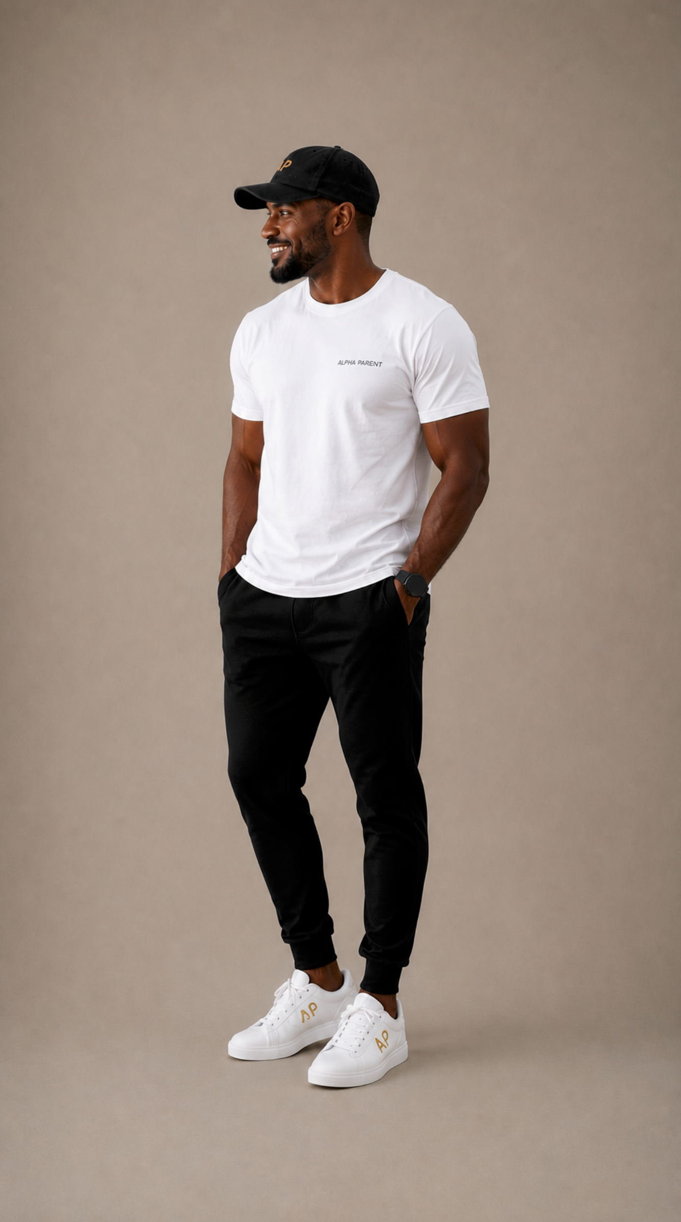 Alpha Parent Signature Tee black flat lay premium cotton fatherhood brand