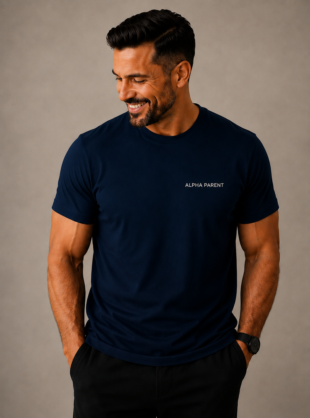 Alpha Parent Signature Tee navy blue lifestyle photo father present perfect
