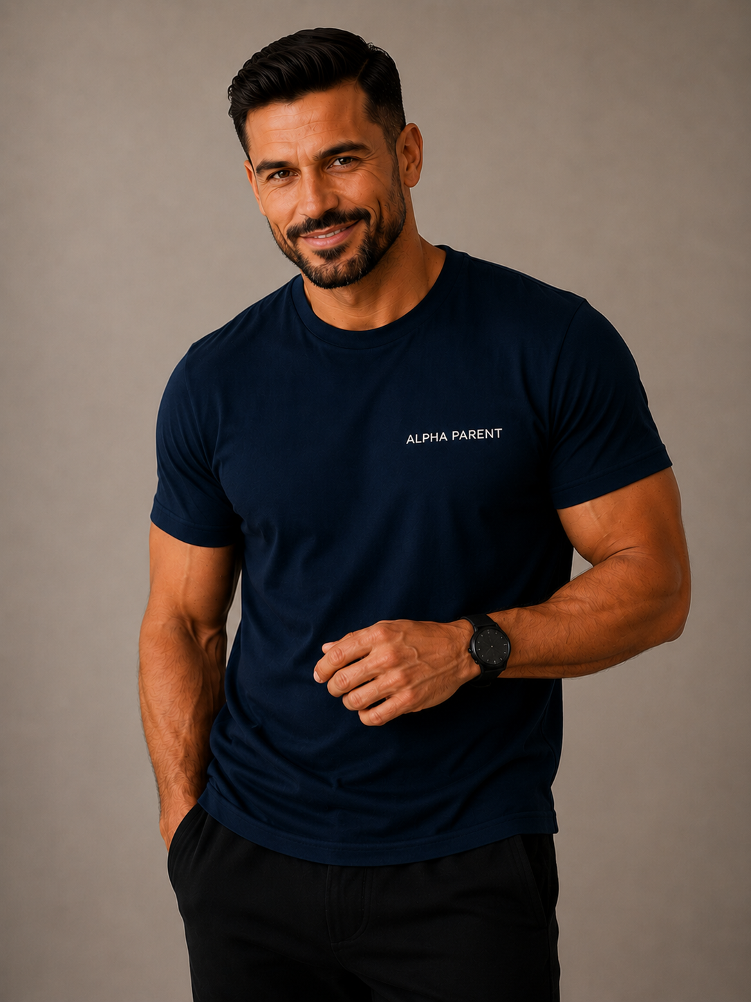 Alpha Parent Signature Tee navy blue lifestyle photo father present perfect