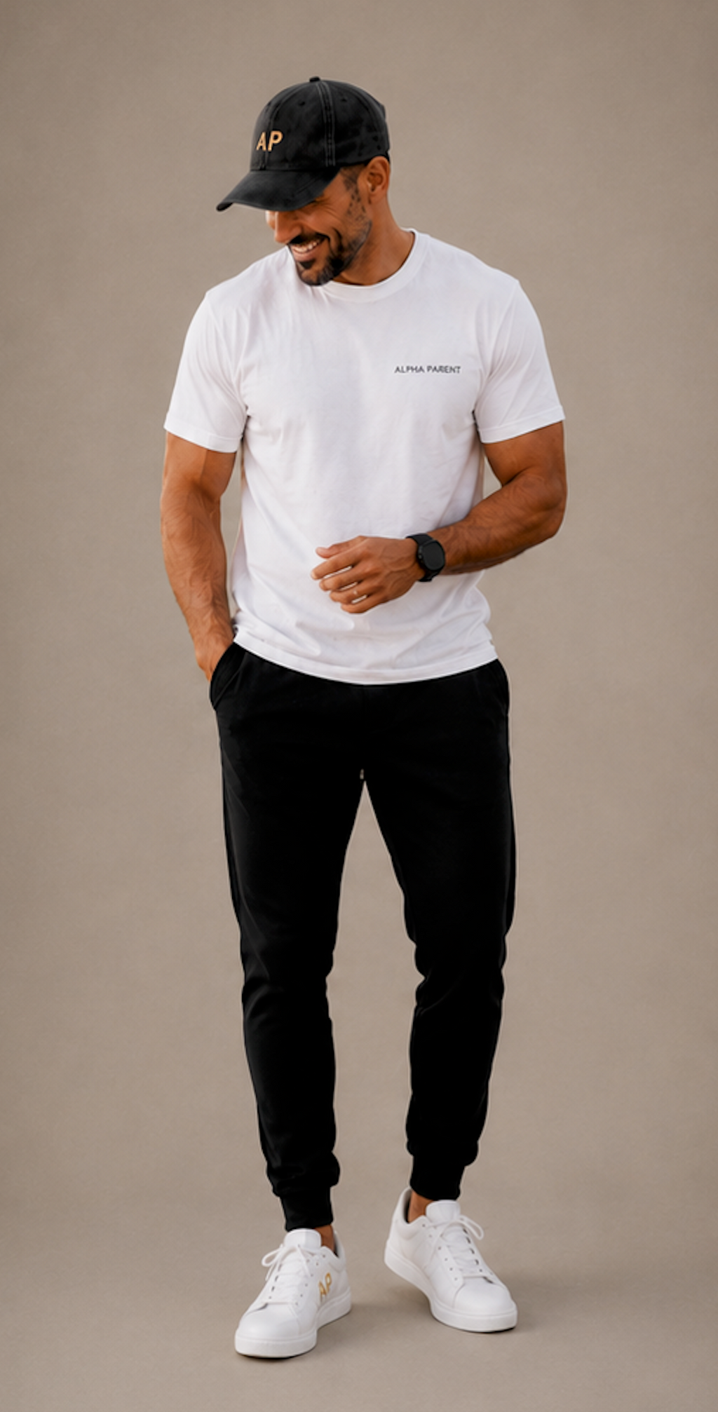 Alpha Parent AP cap lifestyle photo father wearing vintage structured hat