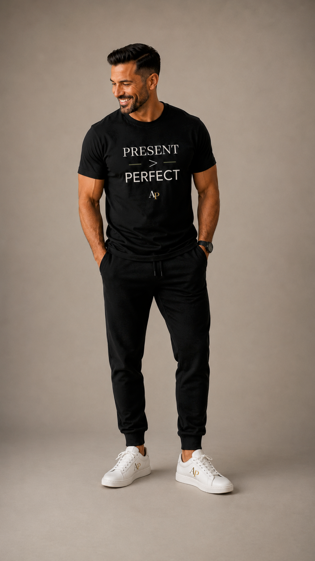 Alpha Parent Present Perfect Premium Tee black t-shirt for fathers fatherhood apparel
