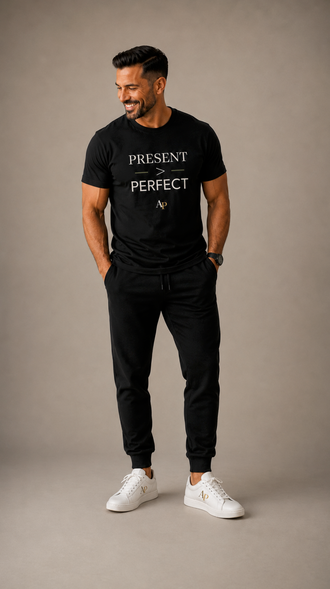 Alpha Parent Present Perfect Premium Tee black t-shirt for fathers fatherhood apparel