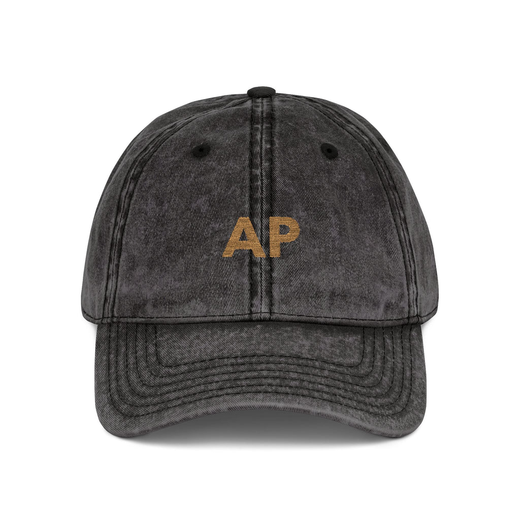 Alpha Parent black vintage cap back view premium cotton twill